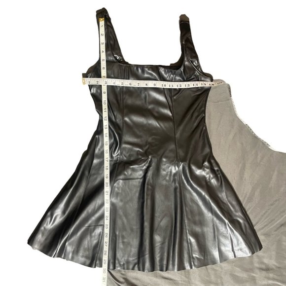 NWT Faux Leather Mini Skater Dress Size Small Black - Picture 5 of 9